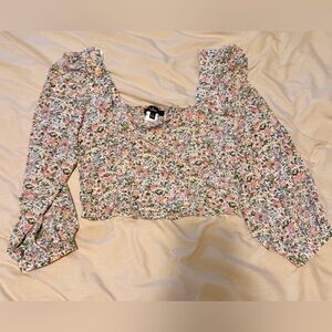 Lulu's Floral Blouse with Puff Sleeves